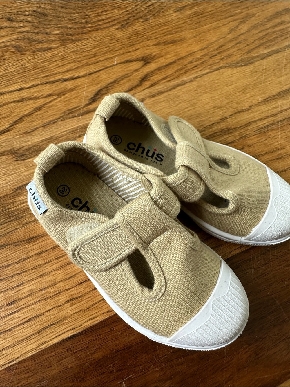 Chus Kids Tan Canvas Hook-and-Loop Sneakers